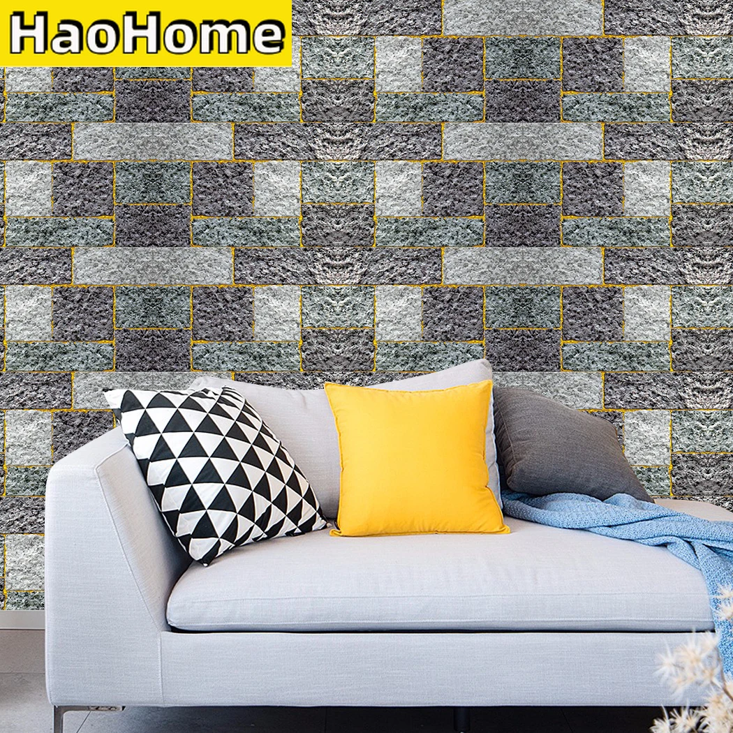 HaoHome Brick Wallpaper Peel and Stick Wallpaper Roll Stone Brick Self Adhesive Wallpaper Mural Wall Stickers for Living Room