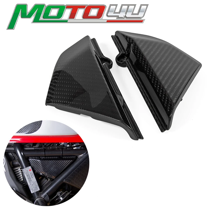 

New 1 Pair Gloss 100% Carbon Fiber Motorcycle Side Panels Small Side Covers Fairing Twill Weave Cafe Racer For Ducati Scrambler