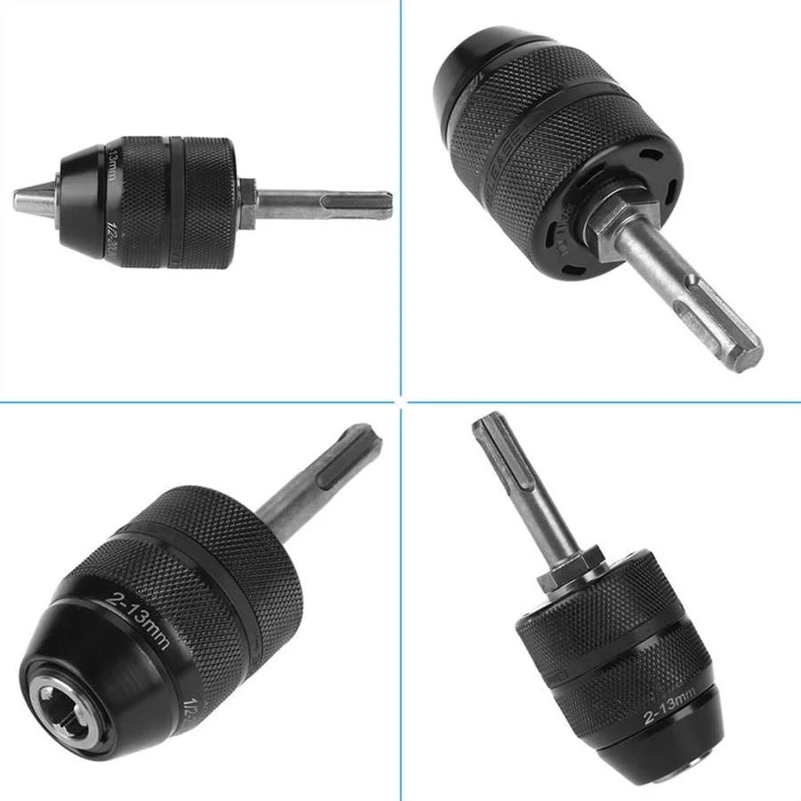 1Set Keyless Drill Chuck 2-13mm Capacity Metal Keyless Lathe Drill Chuck Converter with Adapter Accessories