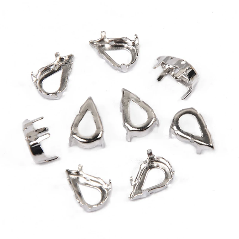 YANRUO 4300 Pear Shaped Copper Settings DIY Sewing Silver Gold Claw Strass Rhinestones Crystal Jewelry Element