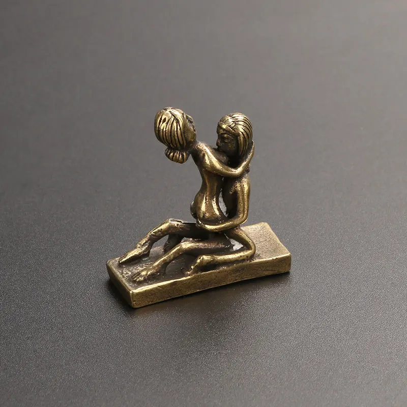 Creative Make Love Postures Figurines Vintage Copper Sexy Miniatures for Home Decoration Desk Decor Bedroom Ornaments Funny Gift