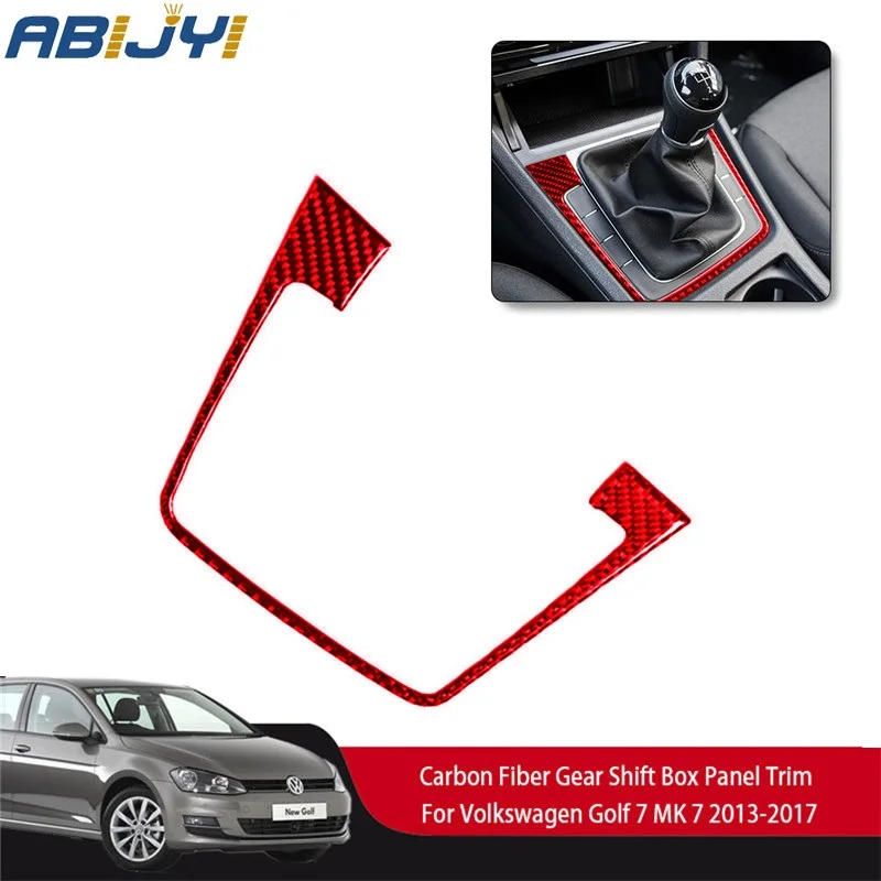 

For VW Golf 7 GTI MK7 2013-2017 Car Accessories Interior Carbon Fiber Red Stickers Gear Panel Frame No One-click Start