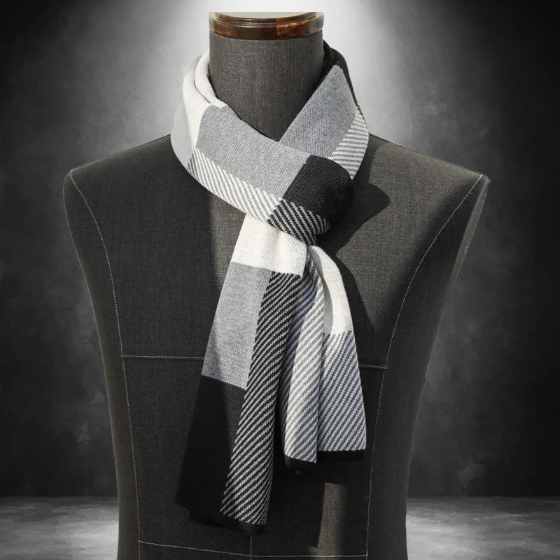 

2019 Winter Casual Scarves Men Scarf Warm Neckercheif Business Plaid Strip Kint Scarves Men Cashmere Wraps Male Sjaal Foulard