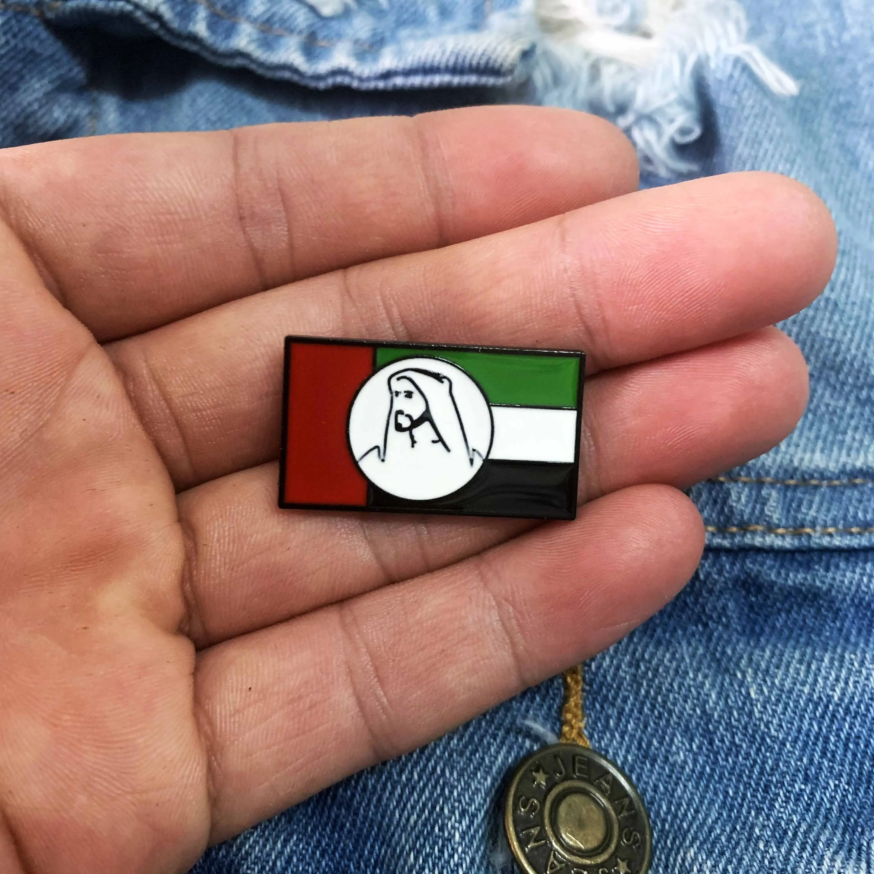 Personality Dubai Millionaire Figure Enamel Pin United Arab Emirates Flag Brooches for Shirt Creative Badge Bag Lapel Jewelry