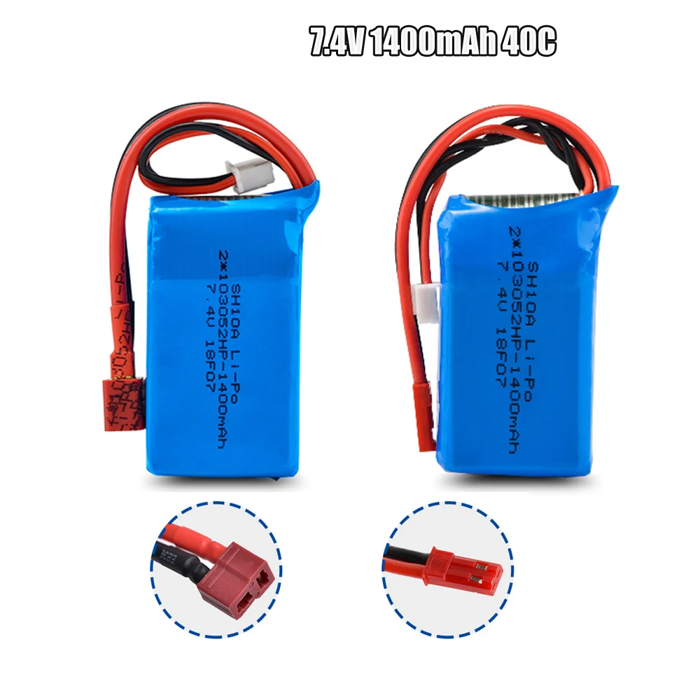 

2pcs 2S 7.4V 1400mah 40C Lipo Battery T / JST Plug Connector for Wltoys A959-b A969-b A979-b K929-B RC Remote Control Car Parts