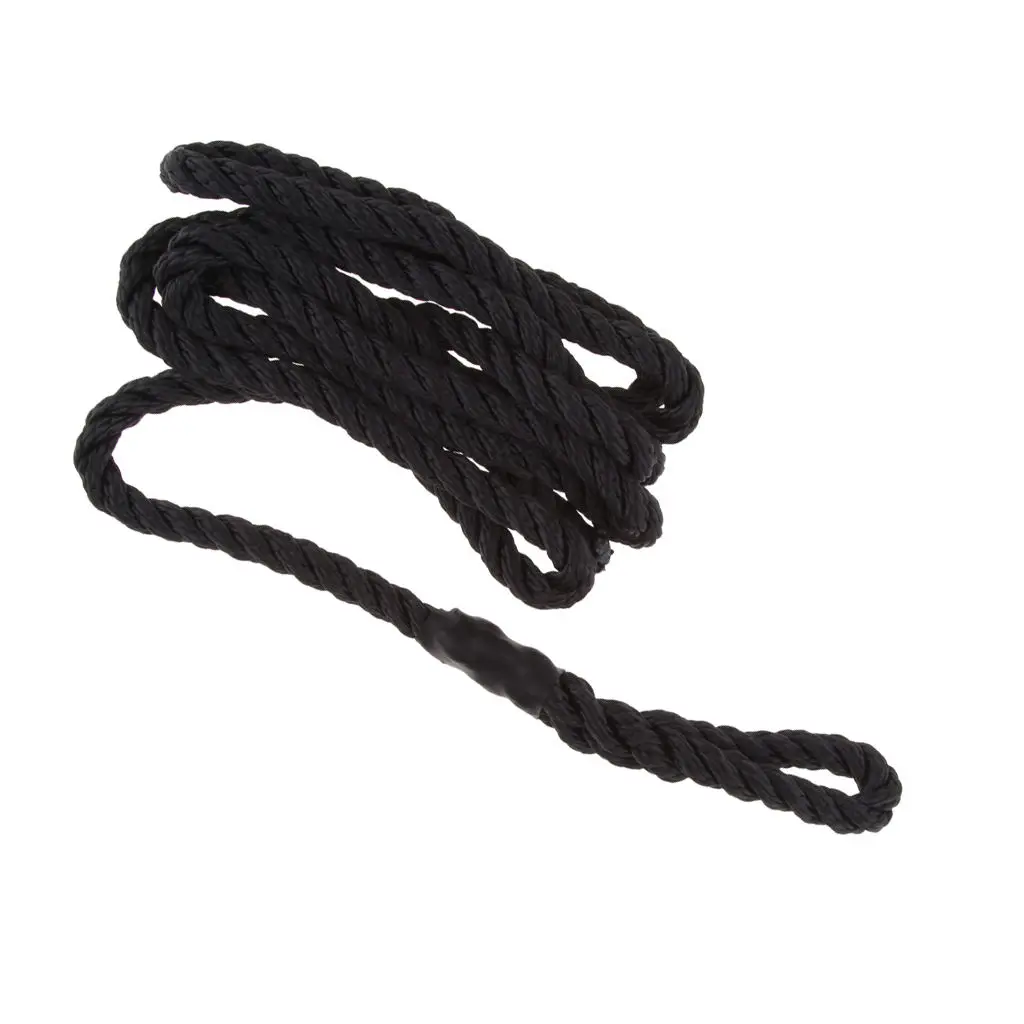 3/8 INCH X 6.5 FT Black  Double Braided Fender Line, Boat Mooring Line Spliced Eye