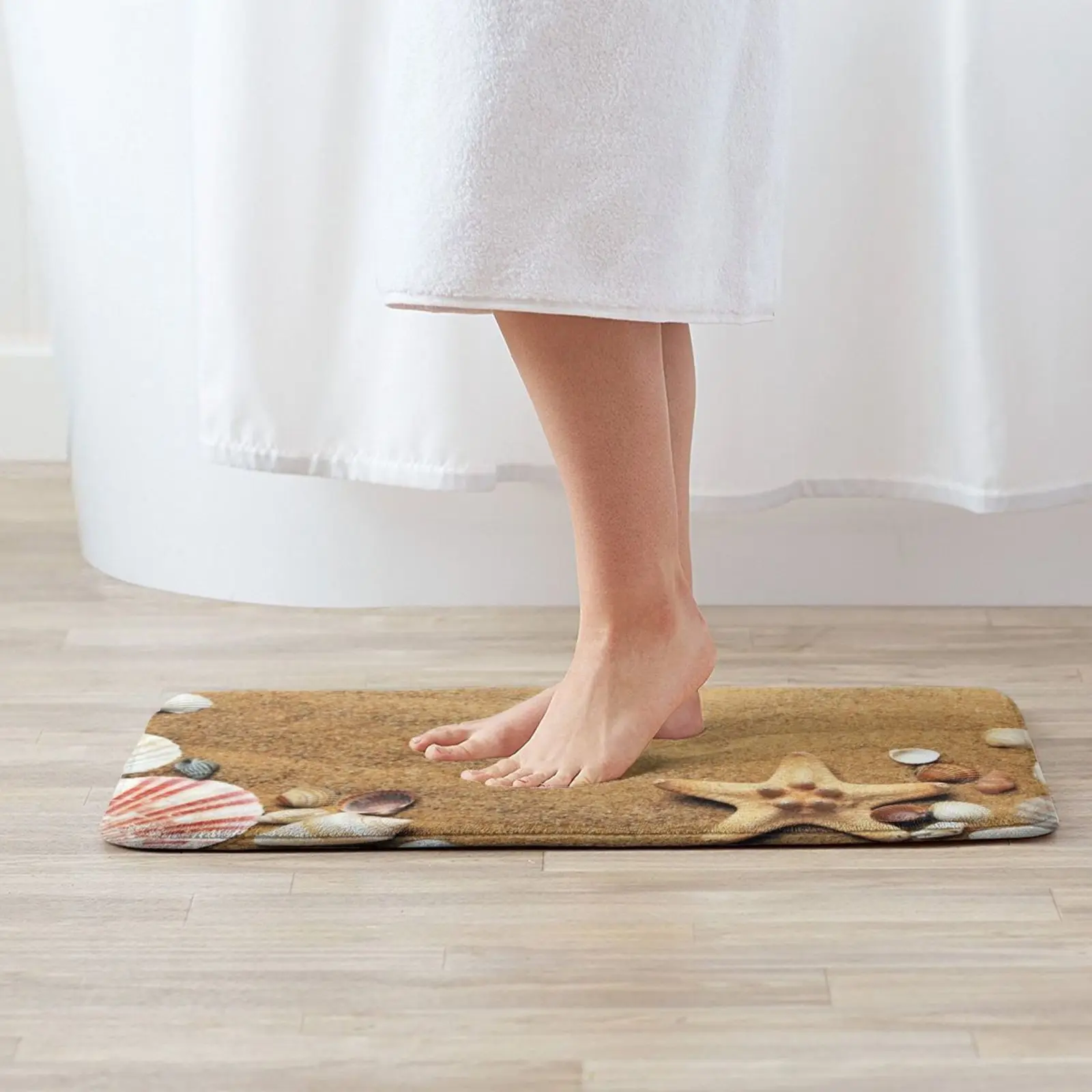 Beach-Sea-Coast-Water-Nature-Sand Entrance Door Mat Bath Mat Rug Foxy Fox Foxie Animal Dog Wolf Teeth Fangs Smile Nature Wild