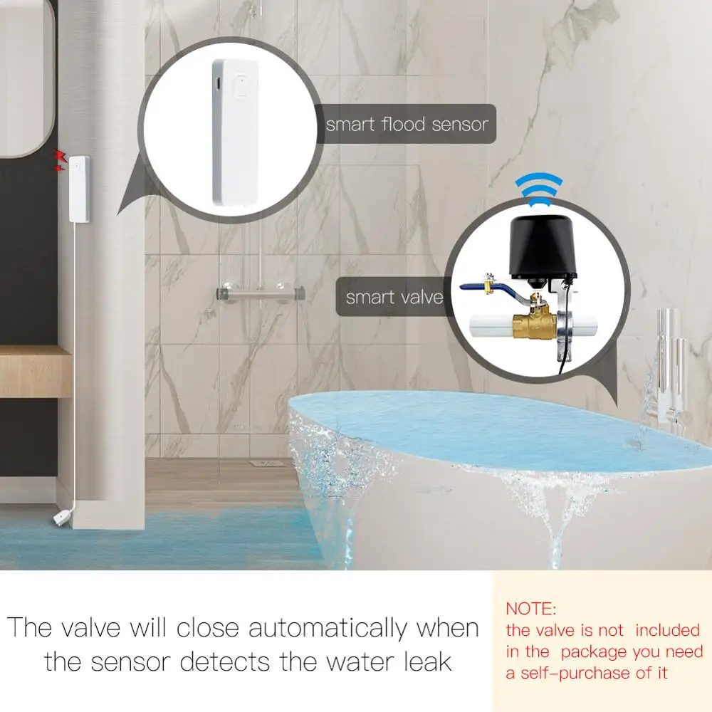 Tuya Smart Water Leak Detector WIFI Water Leak Sensor Water Level Sensor Overflow Security Alarm  Works With Smart Life