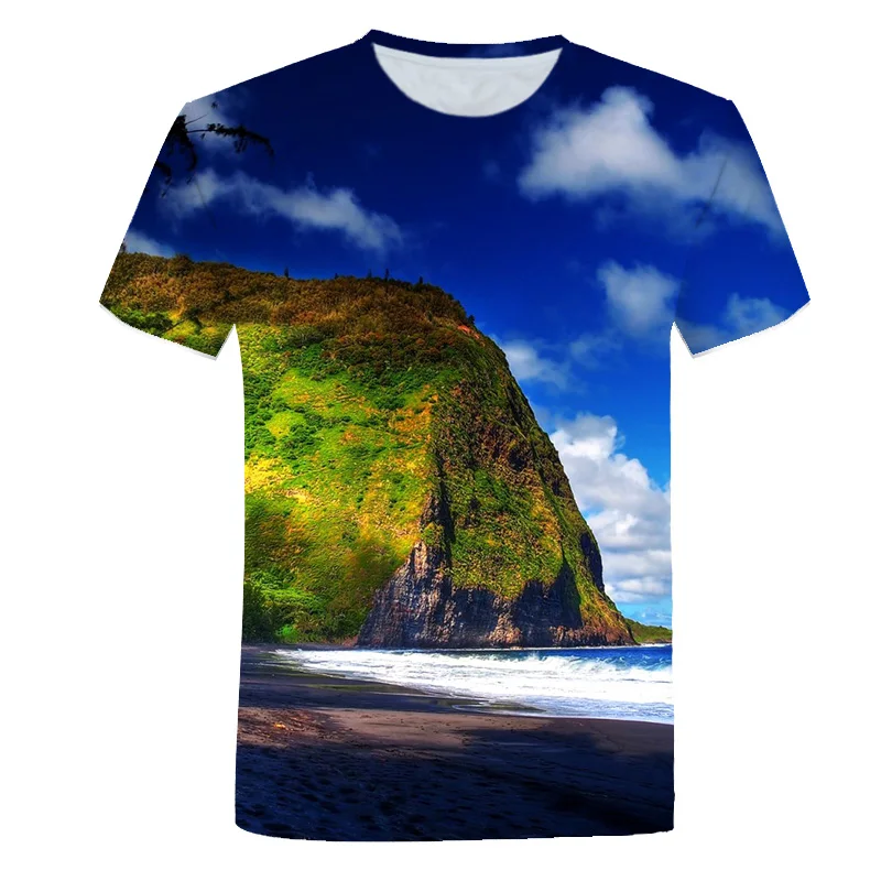 Beautiful Natural Scenery graphic t shirts Summer Casual 3D fashion men\'s t-shirts With Landscape Pattern Print T-shirt Tops