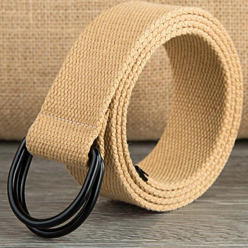 2024 WJCB01  Double D ring canvas   Belt men   cotton webbing STRAP 160cm    150 cm  Canvas Belts