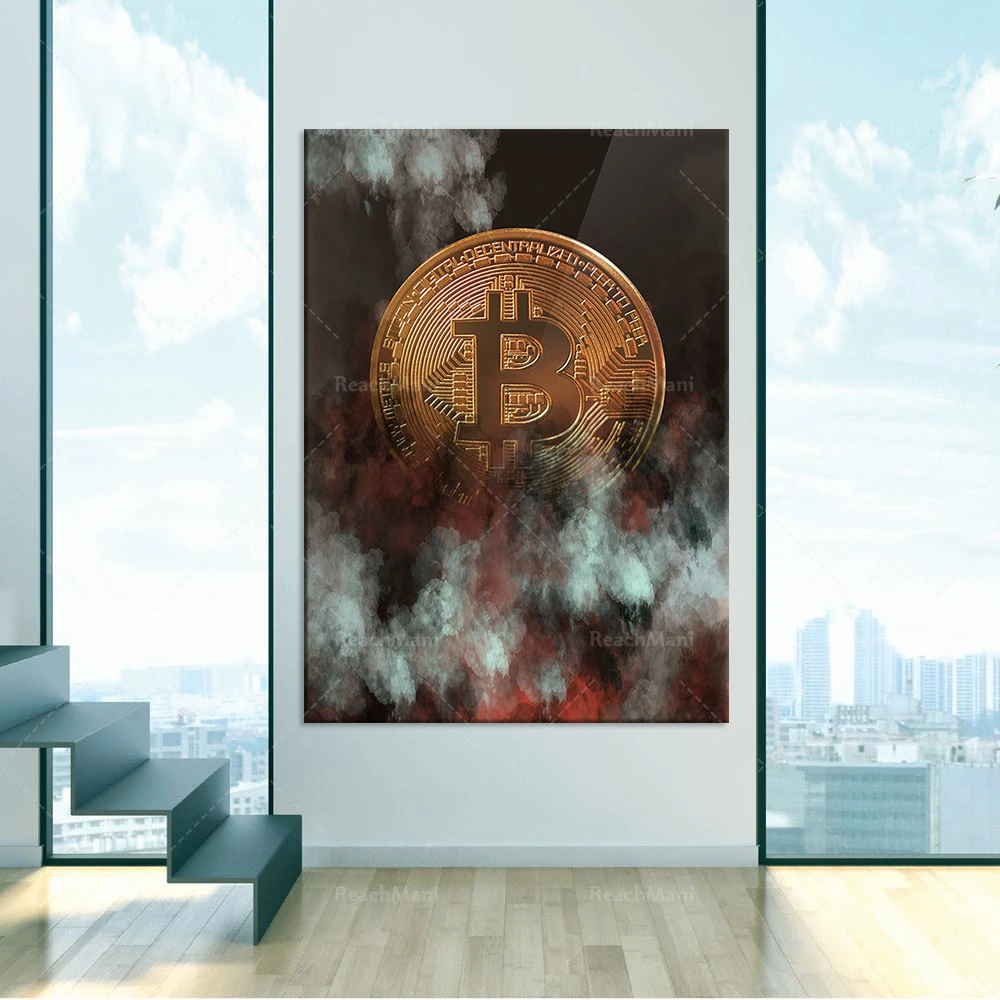 Bitcoin print, inspirational investment art gift, wall home office decor poster
