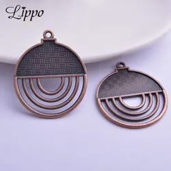 12pcs Antique copper Round Tassel Earrings Connector Alloy Pendant DIY  Jewelry Findings