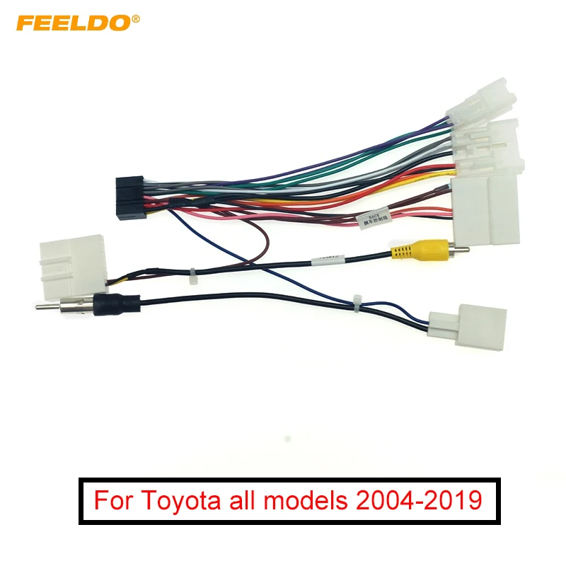 

FEELDO Car Radio 16PIN Adaptor Wiring Harness With Back Camera Wire For Toyota Audio Power Cable Head Unit Harness