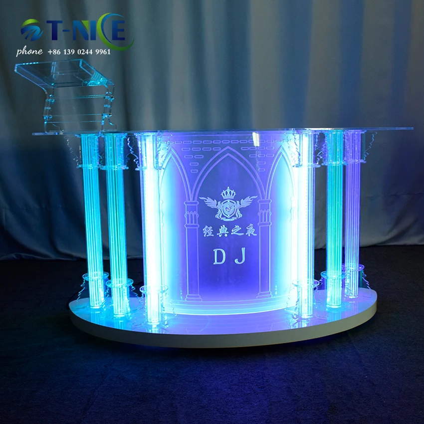 2024 AKLIKE Colour Light Pulpit Modern Design Acrylic Lectern Theatre Auditorium Podium Concert Desk Free Shipping