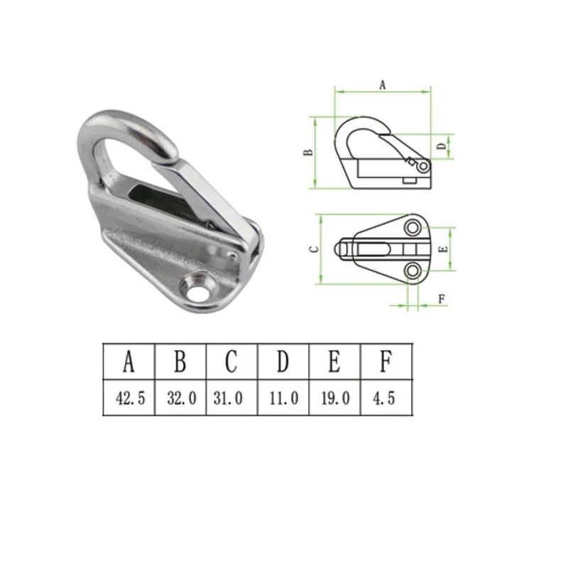 10PCS 316 Stainless Steel Marine Boat Fender Hook Marine Fending Hook With Closed Spring Clip Marine Boat Hardware