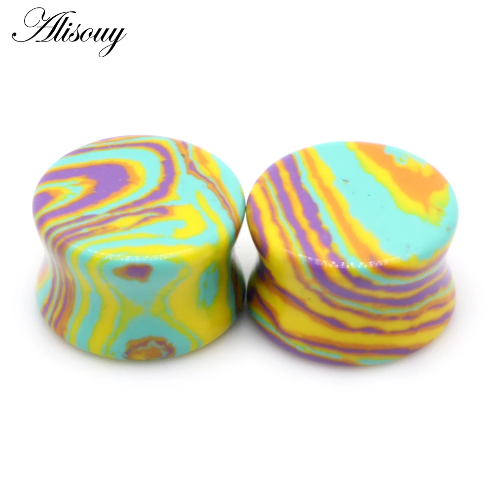 Alisouy 2pcs 6-25mm Women Men Stone Ear Plugs Gauges Earrings Ear Plug Flesh Tunnel Piercing Expander Ear Stretcher Body Jewelry