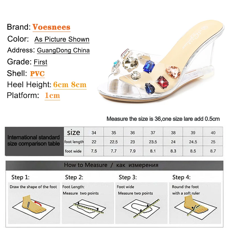 Voesnees Women Slippers 2021 Summer New Modern Shoes Outside Wedges High Heels 6/8cm Chain Crystal Sandals Sexy Girls Beach Shoe