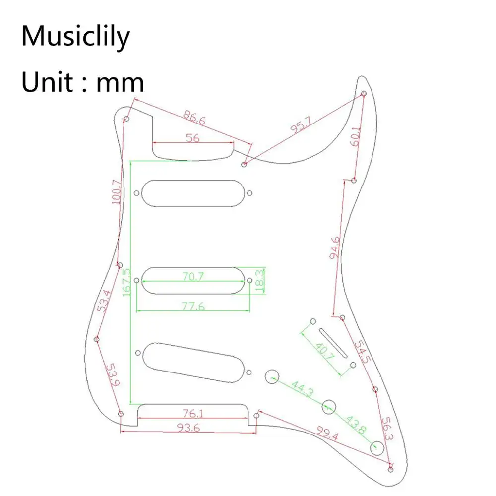 Musiclily 11-Hole SSS Prewired Loaded Pickguard with High Output Pickups for Fender Squier ST Guitar,3Ply White