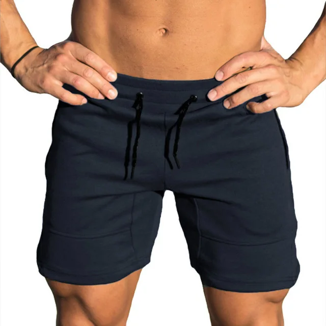 Men Casual Shorts Solid Color Straight Shorts Male Fitness Fashion Bodybuilding Shorts Brand Trend Menswear