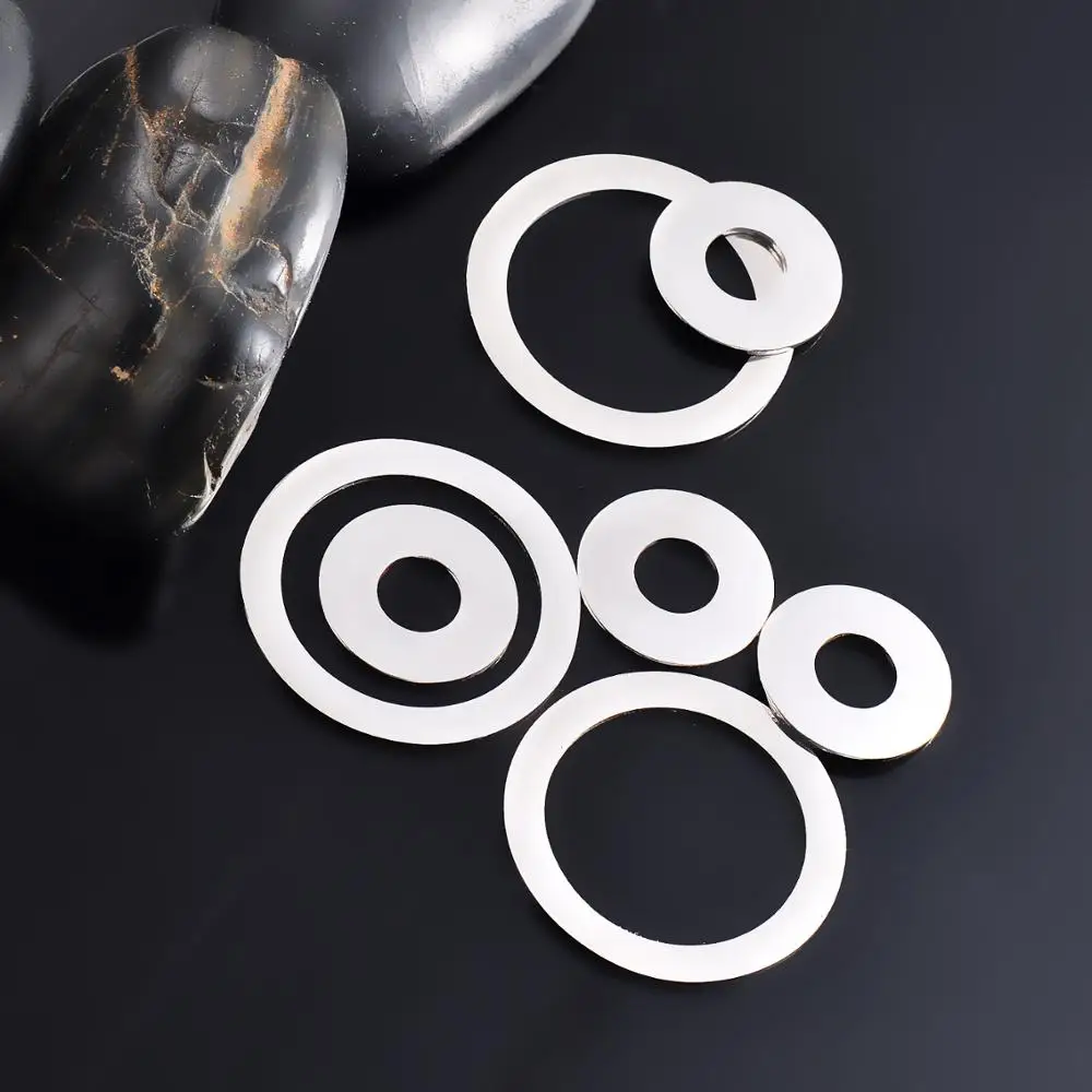 25Pcs Stainless Steel Round Circle Flat Washers Stamping Blank Mental  with Center Hole For Bracelet Necklace DIY Jewelry Making