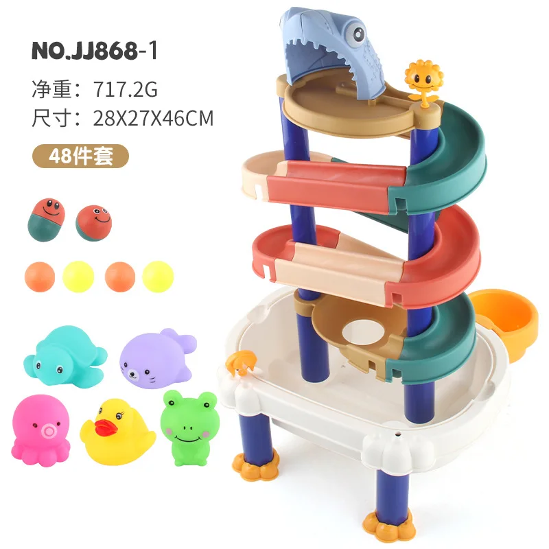 Baby Bath Toy DIY Marble Race Run Big Block Compatible City Building Blocks Funnel Slide Water Slide  Children Educational Gift