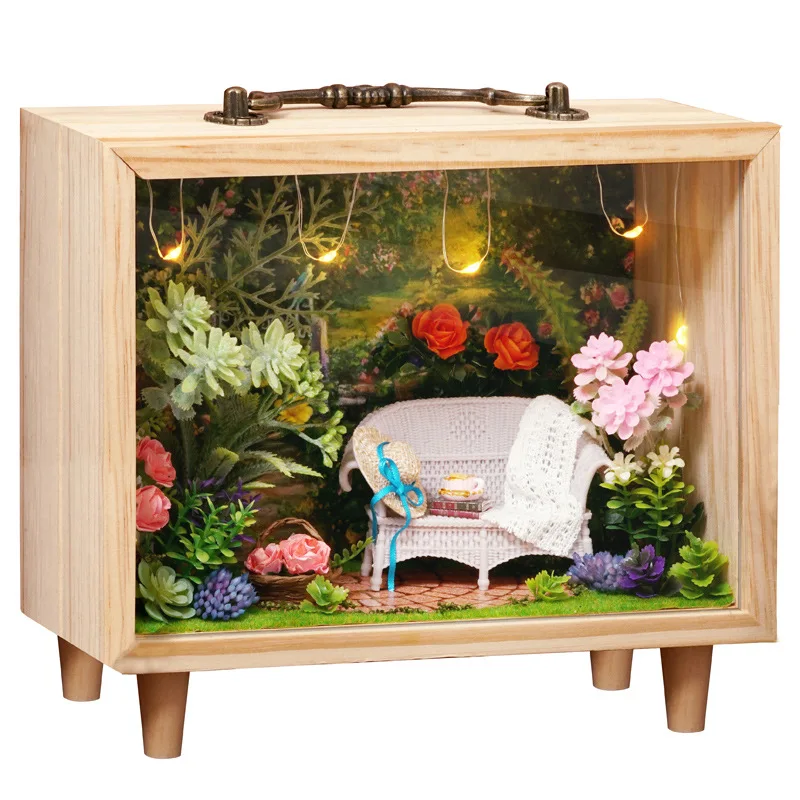 New DIY Wooden Dollhouse Miniature With Furniture Doll Storage Box  Photo Frame Assemble Toys Children Christmas Gift Casa