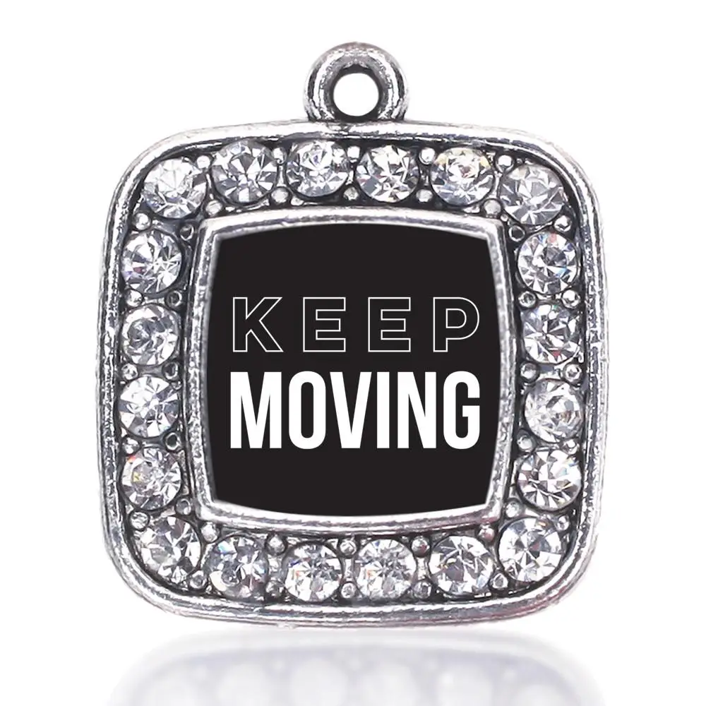 KEEP MOVING JUST MARRIED SQUARE CHARM