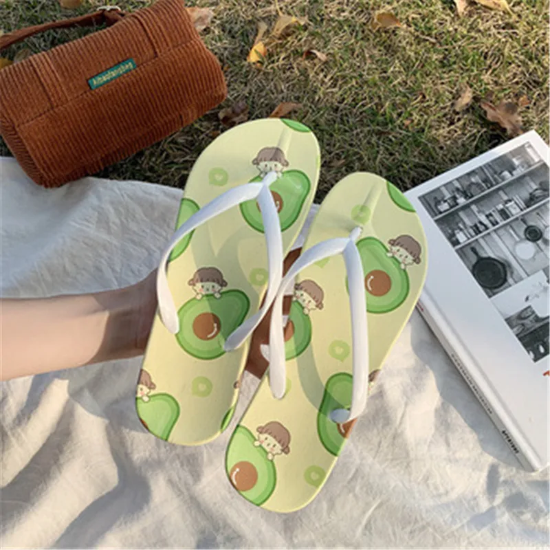 Kobiety letnie buty koreański moda owoce projekt wygodne kapcie Flip Flop Casual antypoślizgowa para klapki oddychająca plaża