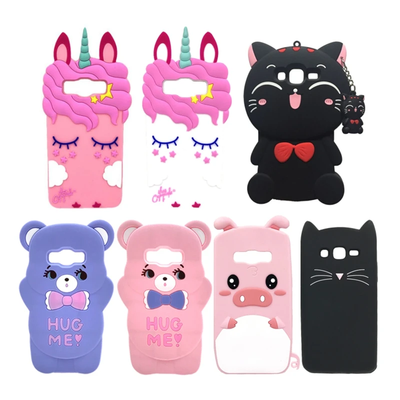 

For Samsung J5 Case Cover Silicone For Samsung Galaxy J5 2015 J500 J500F 5.0" Cover Cute 3D Cartoon Bear Cat Unicorn Phone Cases