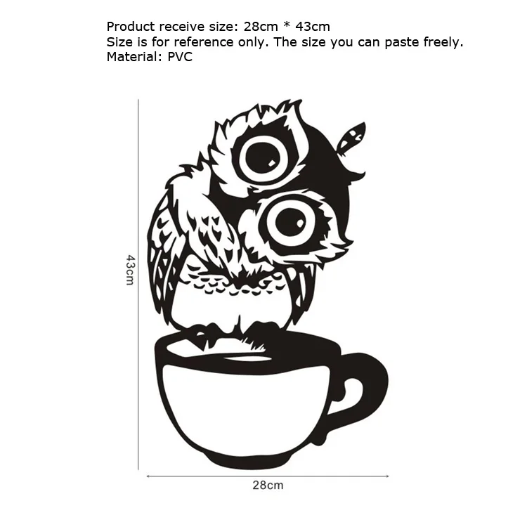 Kreative Wandsticker mit Eulenmotiv für Kaffeetassen, geeignet für Wohnzimmer, Schlafzimmer, Küche, als Hintergrunddekoration, für Cafés und zum Dekorieren von Wohnräumen, abnehmbare Wandmalerei. – Detail 1