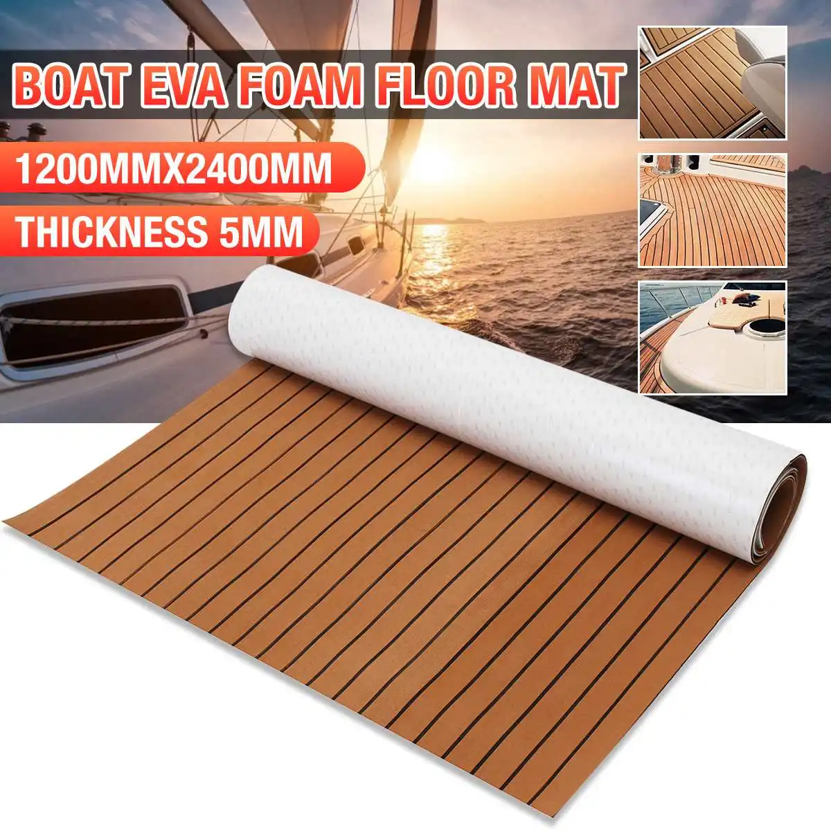 240cm Self-Adhesive EVA Foam For Boat Marine Flooring Faux Teak Decking Sheet Marine Striped Yacht Mat Vehicle Pad Deck Mat