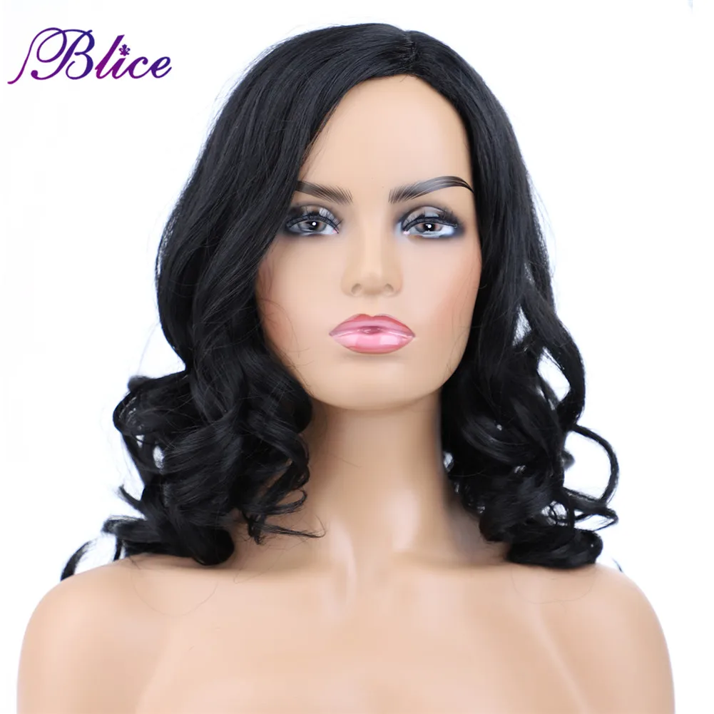 Blice Medium Length Wig Synthetic 20 inch Women Daily Wigs Natural Wave In The End Total 160g Side Part No Bangs