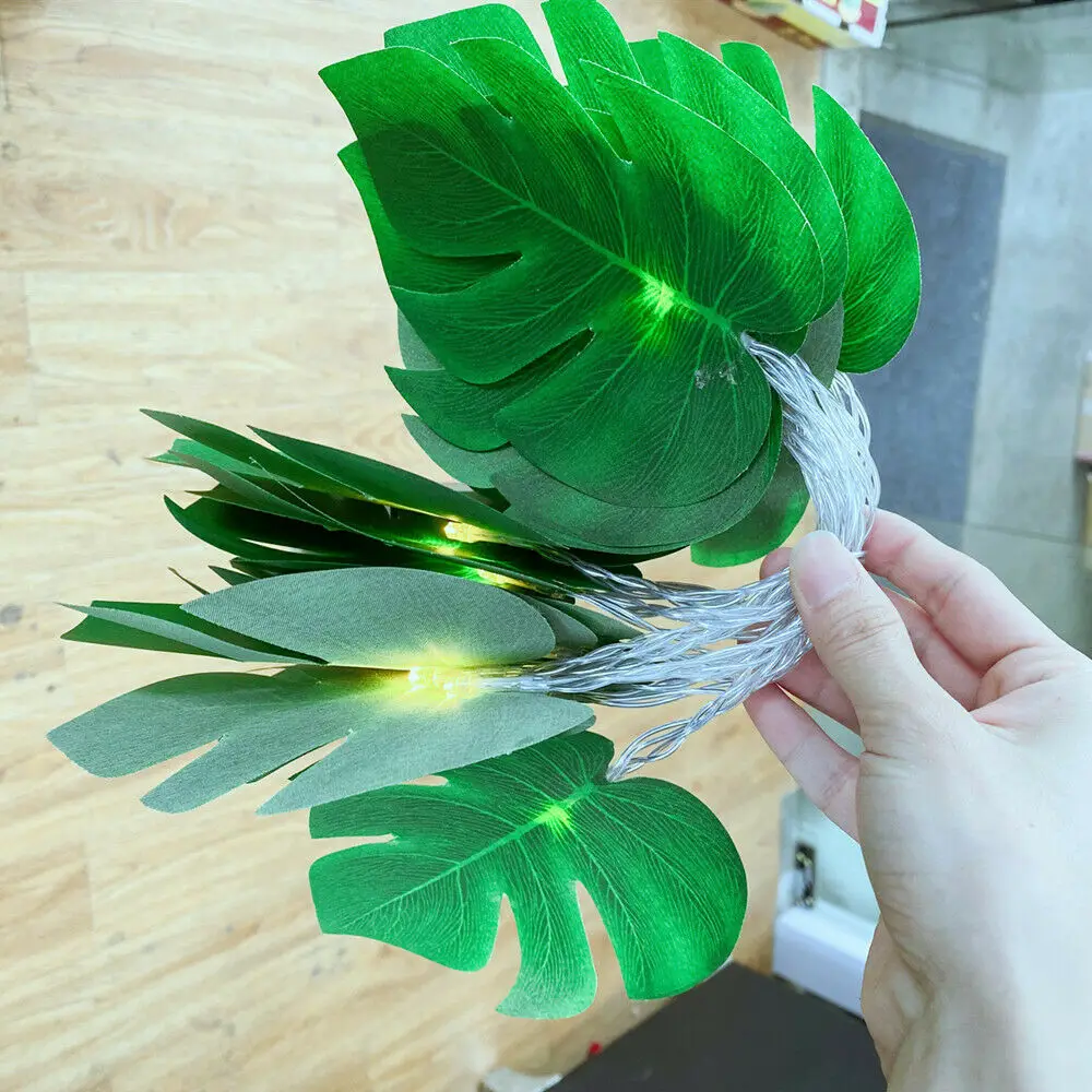 Simulated Turtle Leaf Lamp String DIY Festival Outdoor Decorative 3 Meters 20 LED Green Plant Light String QLY1608