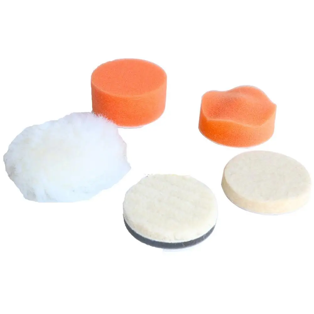 Juego de pulido de rueda de esponja de 2 pulgadas, almohadilla de pulido de encerado de fieltro de lana, Kit de limpieza de lavado de coche de piezas para Mini lijadora de aire, 5 piezas/6 M6