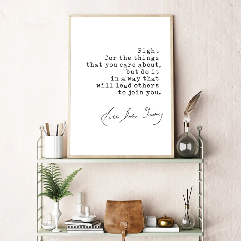 Ruth Bader Ginsburg RBG Quotes Canvas Print Book Lovers Gifts Feminist Poster Minimalist Painting Woman's Bedroom Wall Art Decor