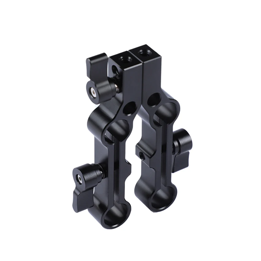 CAMVATE Dual-Port 15Mm Rod Clamp Railblock อะแดปเตอร์ชุดคู่90/180องศาปรับได้สำหรับกล้อง DSLR Mount rig