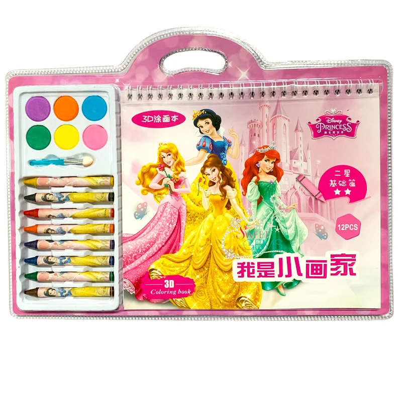 Disney Frozen Crayon Pastel Coloring Book Set Cartoon Puzzle Painting Book Genius Little Painter School Supplies Gift