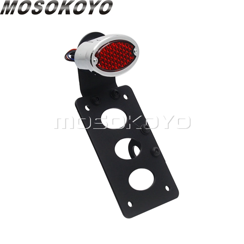 For Harley Bobber Chopper Side Mount Tail Brake Light w/ License Number Plate Bracket for Yamaha Kawasaki BMW Street Sports Bike