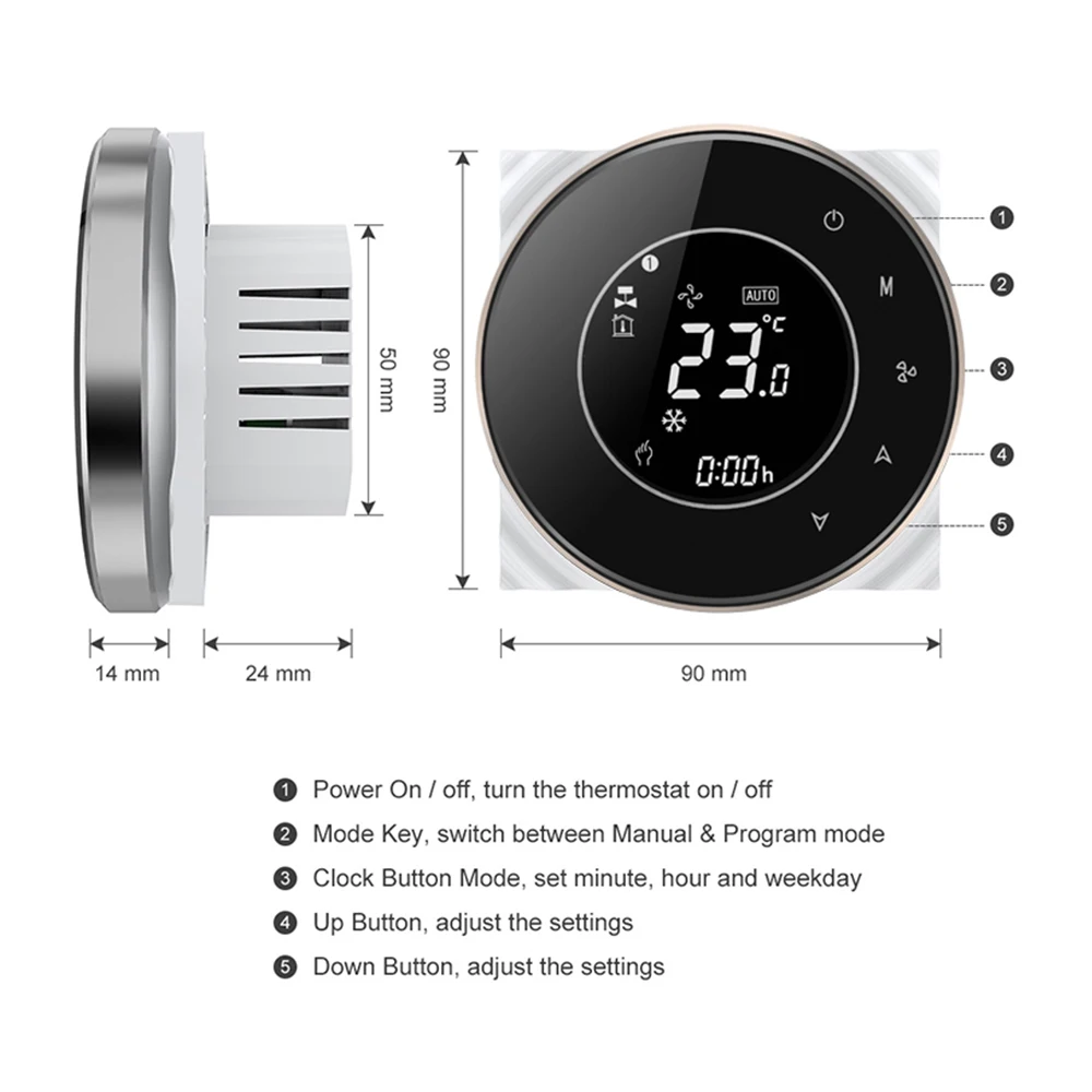 Wifi Air Conditioning Thermostat Fan Coil Unit Digital Temperature Conditioner Controller 220V Tuya Smart Life Alexa Google Home