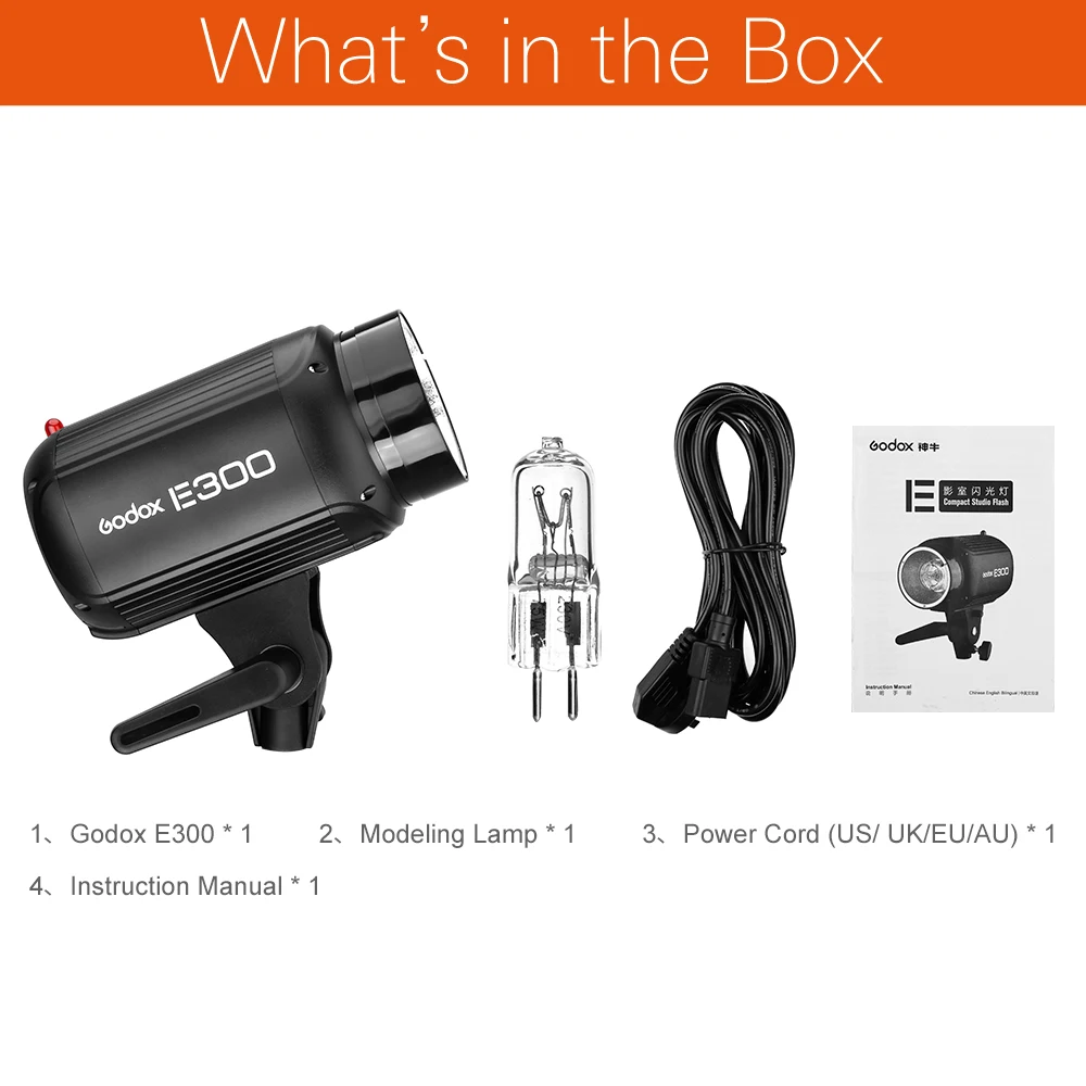 Godox E300 Photo Studio Strobe Photo Flash z bezprzewodowym sterowaniem 300W lampa studyjna port do robienia zdjęć małych produktów