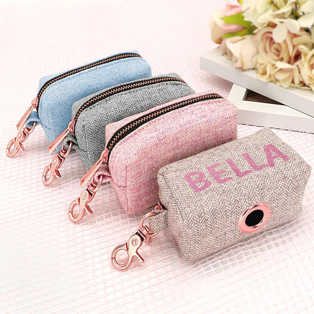 Personalized Dog Snack Bag Portable Dogs Travel Bags For Garbage Bag Snack Whistle Key Dogs Pet Accessories Free Print