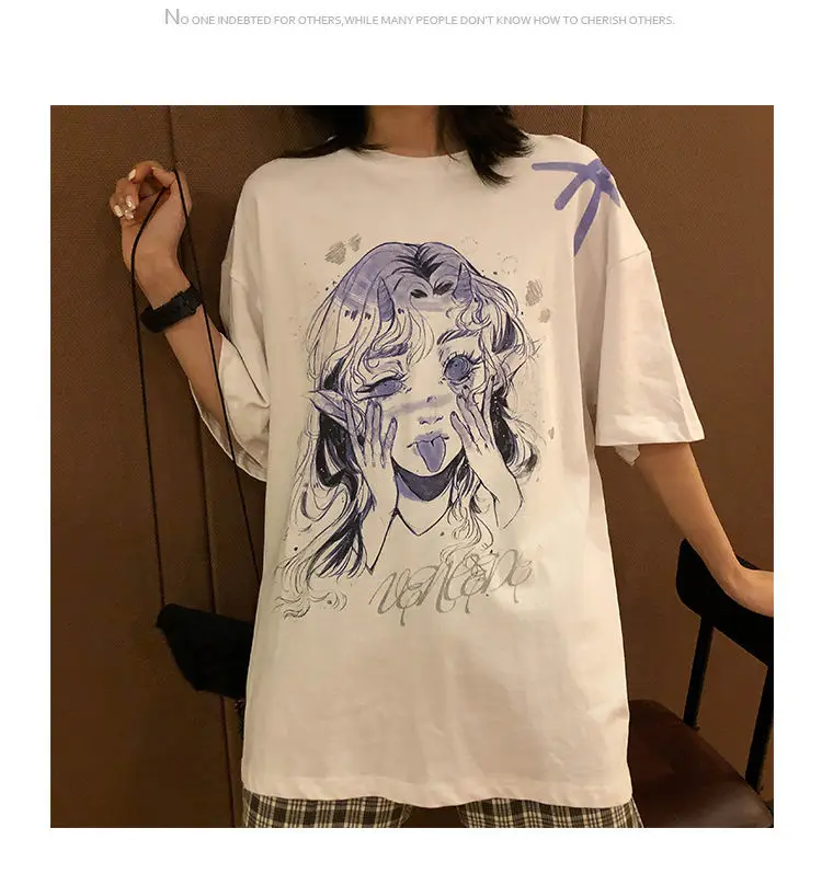 Women White T Shirt Summer Short Sleeve y2k Tshirt Harajuku Kawaii Clothing Korean Casual Clothes for Teenage Girl Tee Top 2021