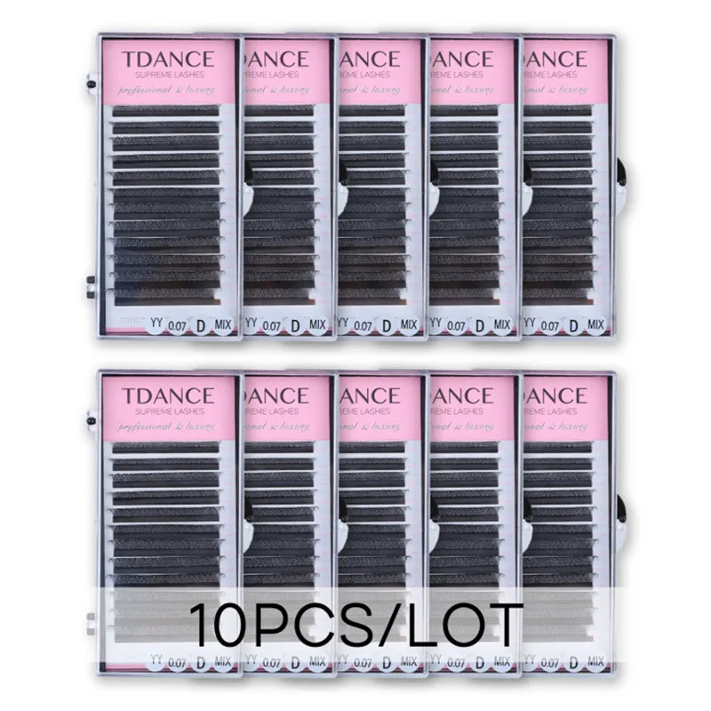 

TDANCE 10Pcs 8-15MIX YY shape Hand Woven Premium Mink Soft Light Natural Eyelashes Extension Makeup Mesh Net Cross False Eyelash