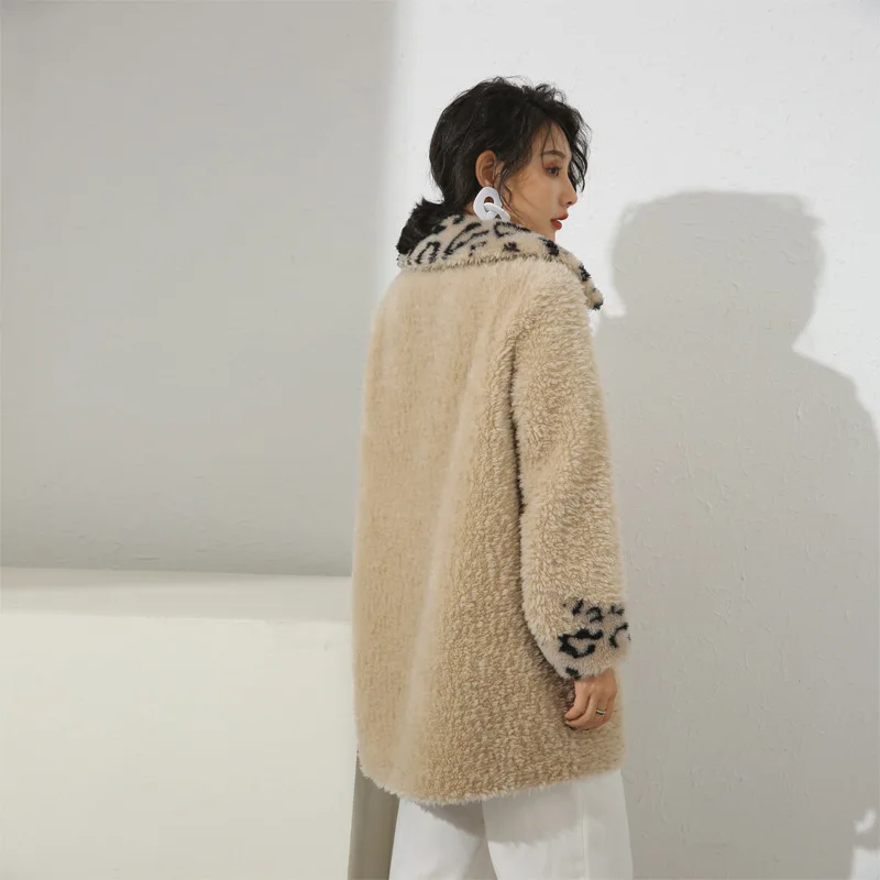 Real Fur Coat Women Sheep Shearing Autumn Winter Coat Women Clothes 2020 Korean Leopard 100% Wool Jacket Women 19036 YY2084