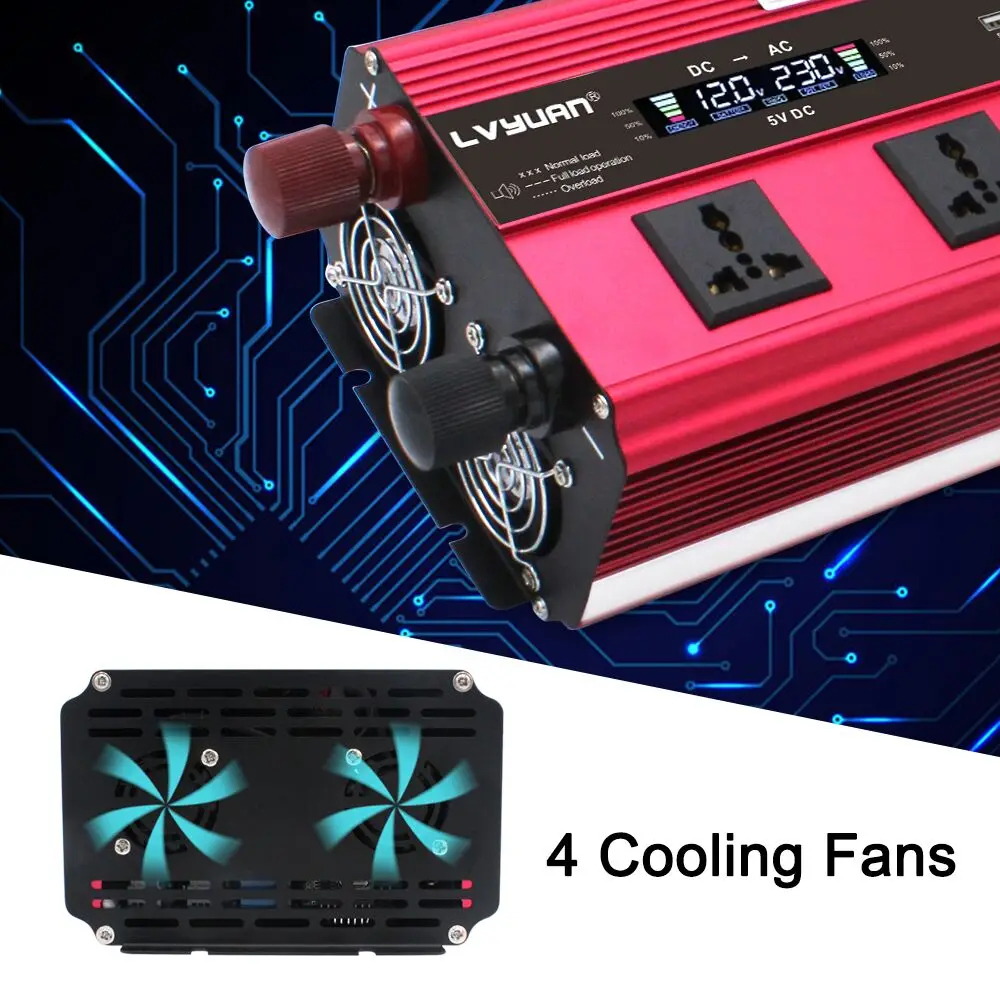 6000W Peak Power Inverter LCD Display DC12V/DC24V to AC220V/110V Solar Remote Control Off-grid System Power Converter