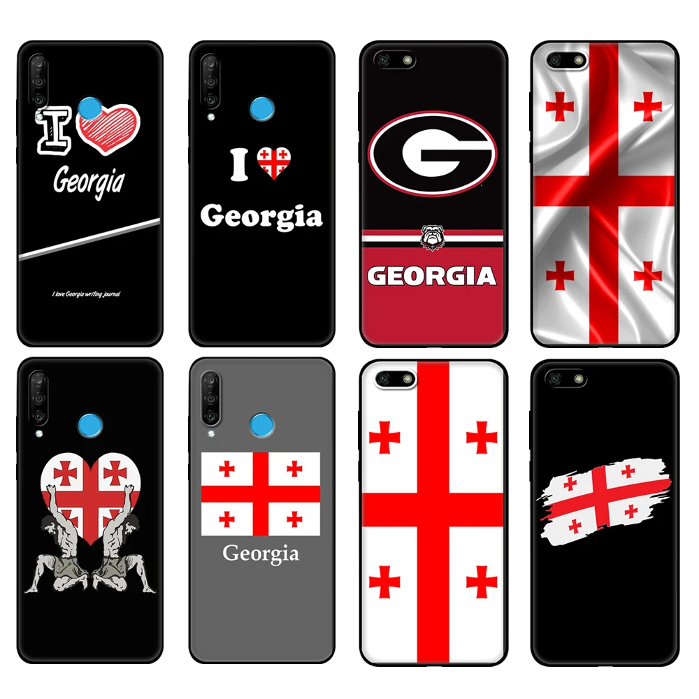 Black tpu Case For Huawei Honor 20 Lite 10 10i 20S 30S 30 Case Honor 7A 5.45 7s 7C 5.7 Case Cover Georgia flag