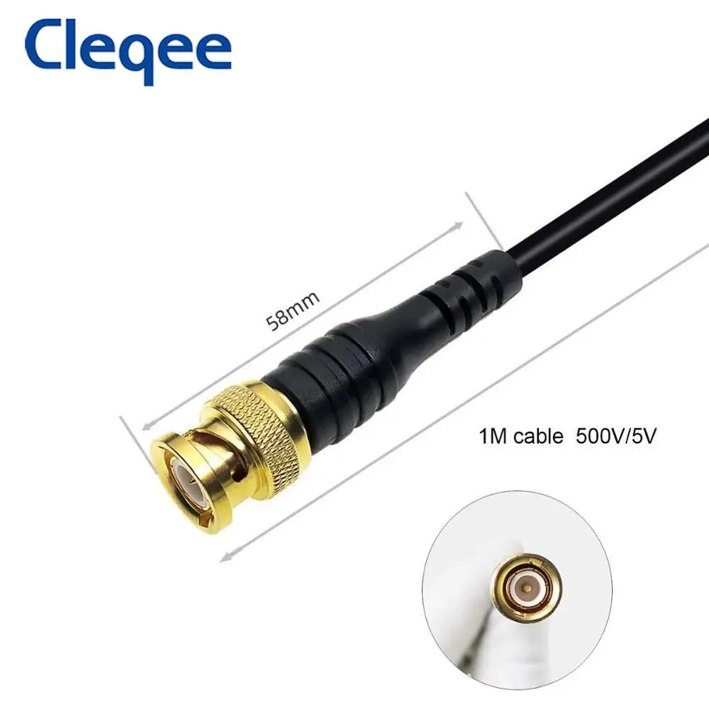 Cleqee P1062 Pure Copper BNC To BNC Test Lead Oscilloscope Wire Gold Plating BNC Connector 1M Cable 500V 5A