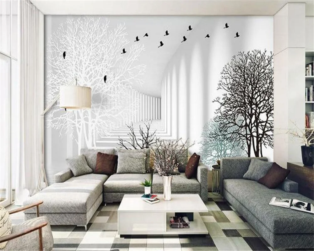 beibehang papel de parede Customized modern new living room abstract woods 3D corridor TV background wallpaper papier peint