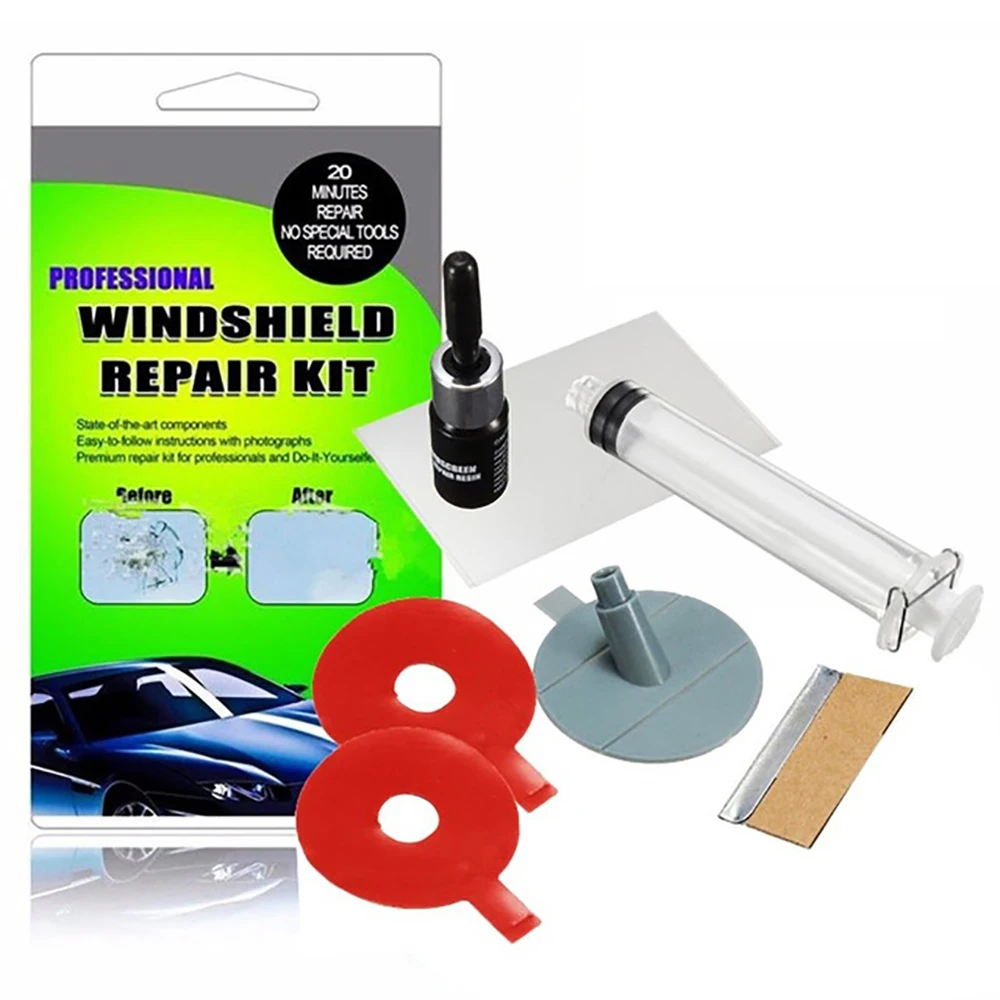 

Set for repair of chips and cracks auto glass windshield repair kit, removal of cracks on glass, repair of auto glass with your own hands