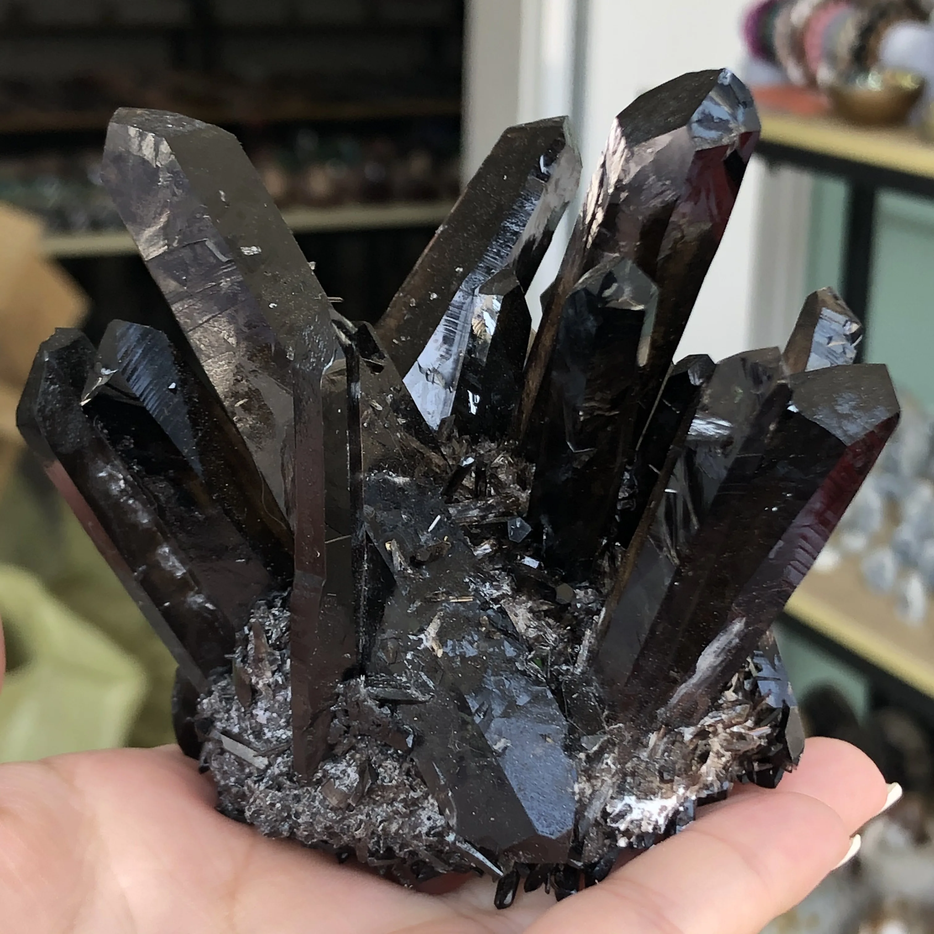 Natural Rock Quartz Crystal Cluster Black Crystal Mineral Specimen Home Decoration Healing Gemstone